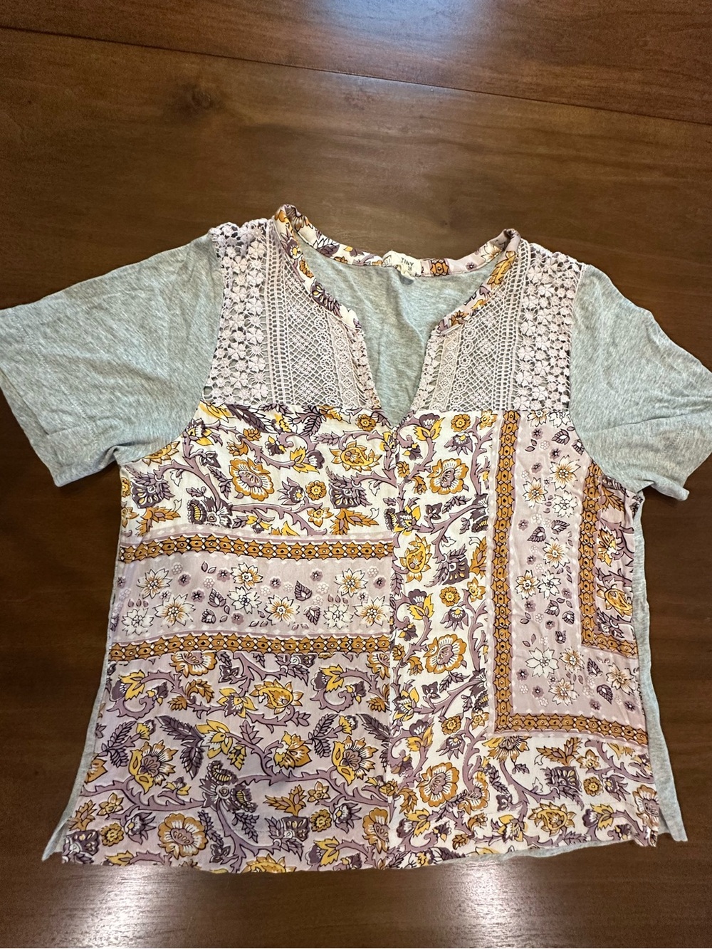 Tiny Anthropologie Floral Patchwork Top Size Medium